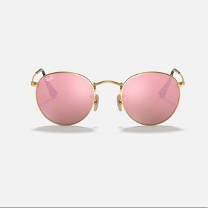 Ray Bans copper pink gold sunglasses round flat lenses RB3447 Ray-Ban